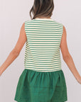 Stripe Woven Sleeveless Ruffle Mini Dress