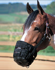 Average Horse Weaver Nylon Rubber Lined Grazing Muzzle W/ Leather Crown Black