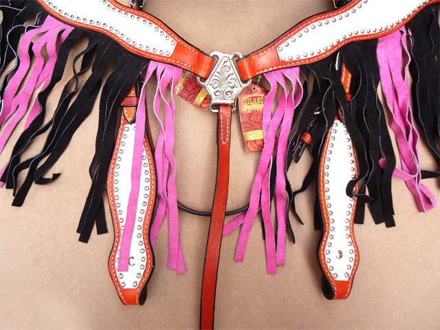 Hilason Western Horse Headstall &amp; Breast Collar American Leather Tan