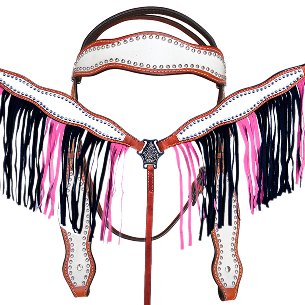 Hilason Western Horse Headstall &amp; Breast Collar American Leather Tan