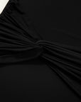 Solid Mesh Knotted Waist Side Slit Midi Dress