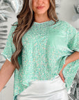 Velvet Sequin V-Neck Blouse