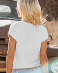 YEEHAW Stitch Edge Crew Neck Sweater Top