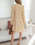 Floral Frilled Trim Smocked Cuff Dress