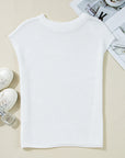 Solid Short Sleeve Side Slit Sweater Tee