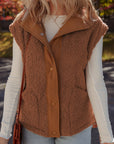 Solid Fleece Snap Button Side Tie Vest