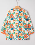 Lily Print Bracelet Sleeve Blouse