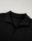 Solid Zip-Up Jacket and Drawstring Pants Set