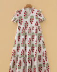 Floral V-Neck 3/4 Puff Sleeve Mini Dress