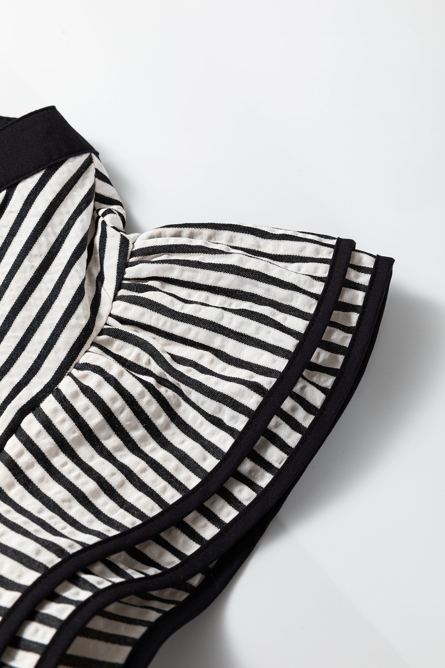 Stripe Ruffle Short Sleeve V-Neck Midi Dress
