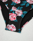 Solid Ruffle Top & Floral Bikini Set