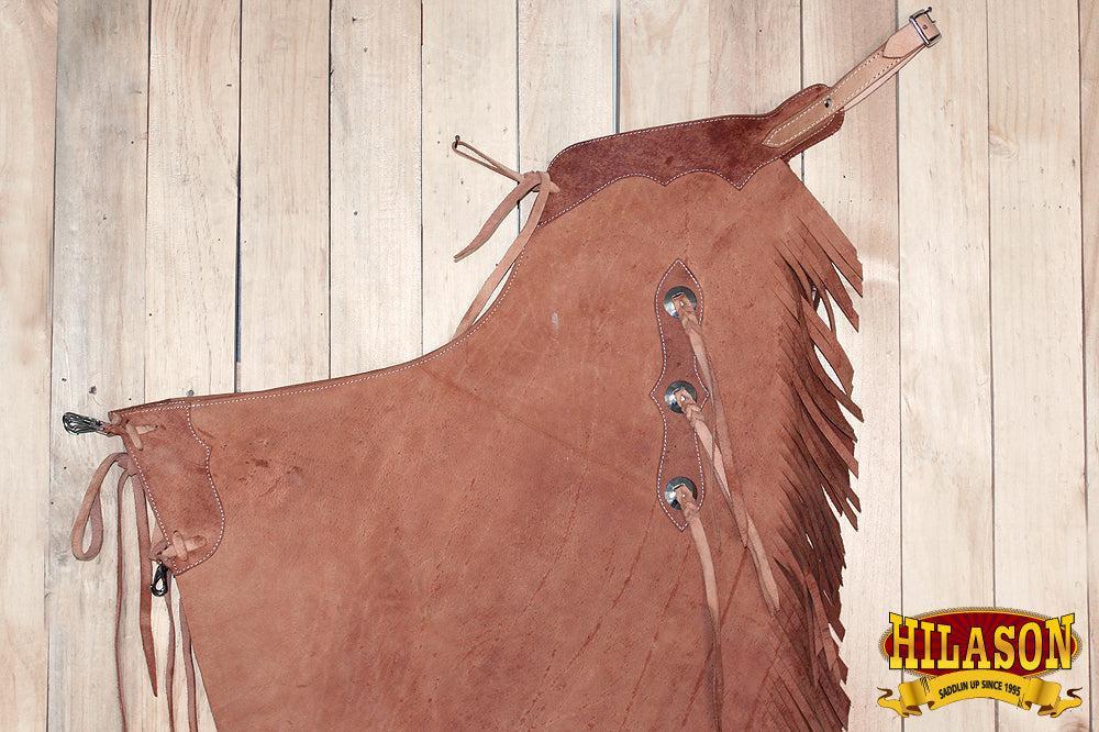 Hilason Western Bull Riding Chinks Chaps Handcrafted Working Genuine Leather Brown
