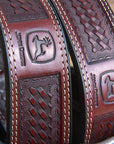 John Deere Brown Basket Weave Genuine Leather Belt for Men Durable Nickel Buckle