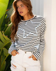 Morgan Stripe Starry Patch Casual Knit Top