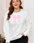 Plus Size Bow Tie Drop Shoulder Sweatshirt