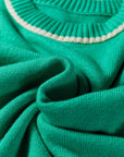 Colorblock Contrast Trim Drop Shoulder Baggy Sweater