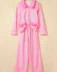 Stripe Bow Tie Top and Pants Pajama Set