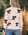 Bow Pearl Embellished Drop Shoulder Sweater