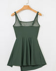 Solid Wrap Tie Waist Square Neck Swim Dress
