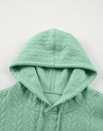Solid Cable Textured Long Sleeve Baggy Hoodie