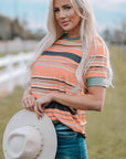 Stripe Short Sleeve Crew Neck T-Shirt