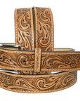 HILASON Western Genuine Leather Belt for Men Women Cowboy Cowgirl Handmade Unisex Full Grain Heavy Duty Floral Tooled Belt