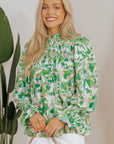 Milena Sleeve Shirred Mock Blouse