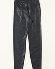 Solid Crossed Dip Waist Leather Leggings