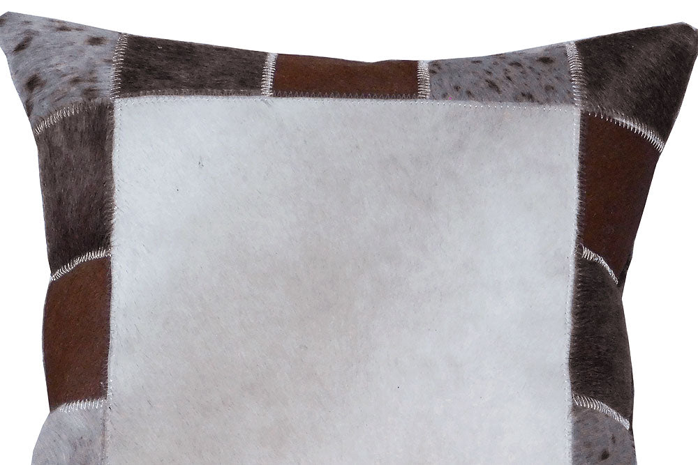 Pl508-F Cowhide Leather Hair-On Patchwork Cushion Pillow Cover