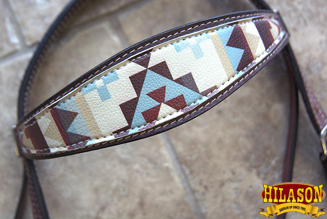 Hilason Western Horse Headstall Bridle American Leather Brown Aztec