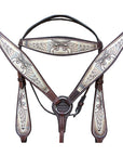Hilason Western Horse Breast Collar Headstall American Leather Angel Wings