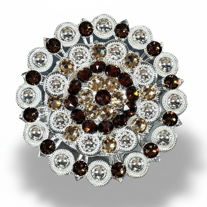 Bright Silver Topaz - Champagne Crystal Conchos - Sizes from 1"- 3" and Buckles