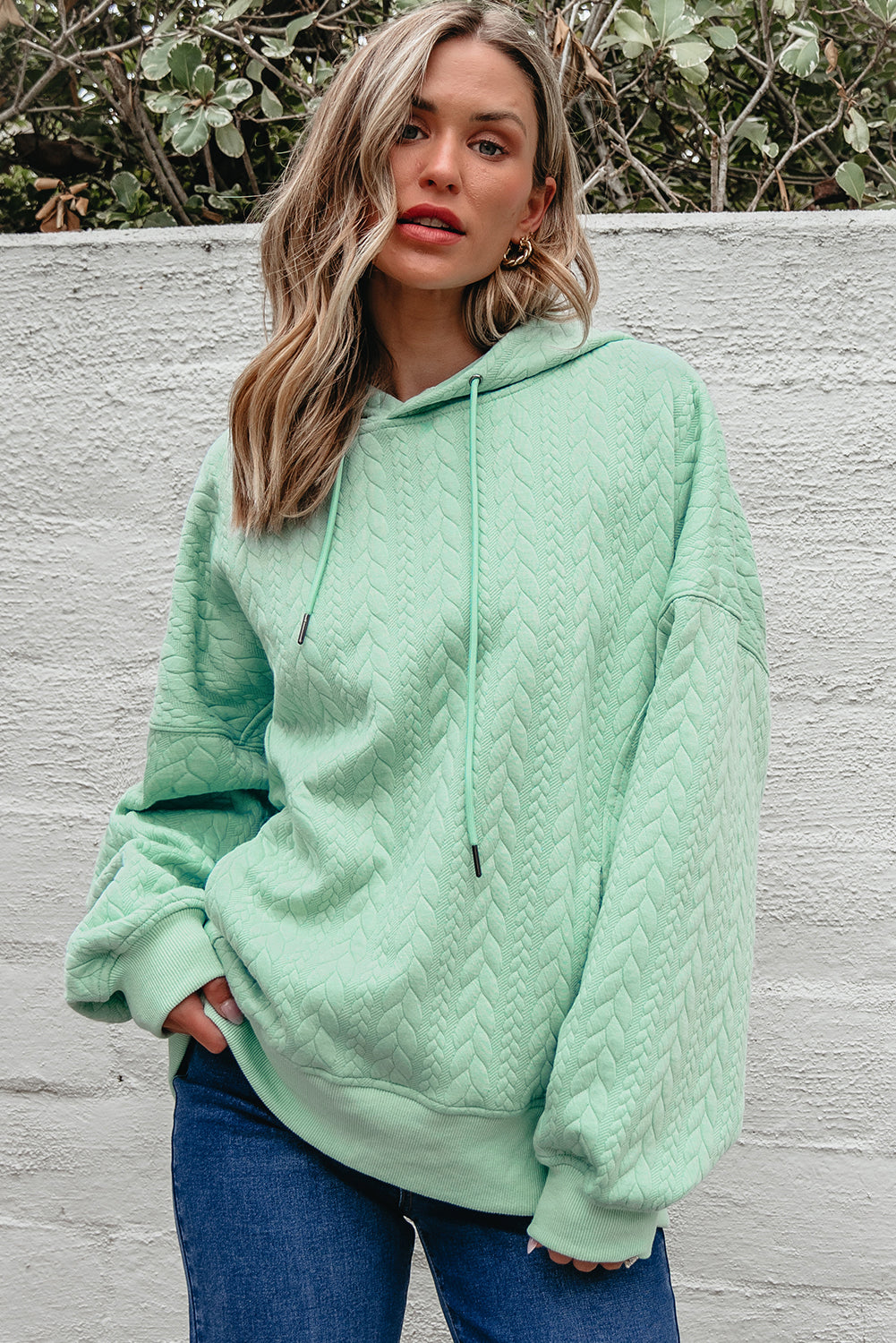 Promise Textured Baggy Solid Hoodie