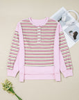 Khloe Patchwork Loose Henley Sweatshirt