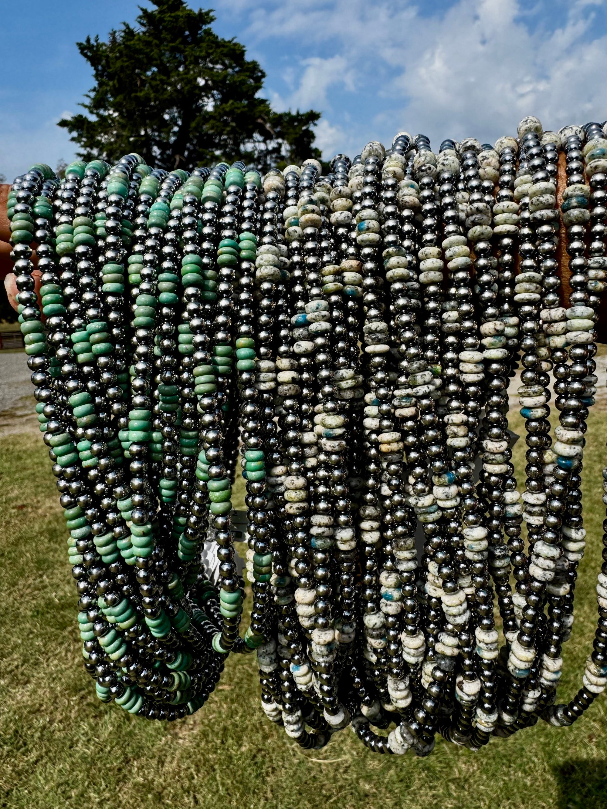 Green Turquoise &amp; Sterling Silver Pearl Necklace – 5mm – Handmade by The Bijoux FAB – 19"