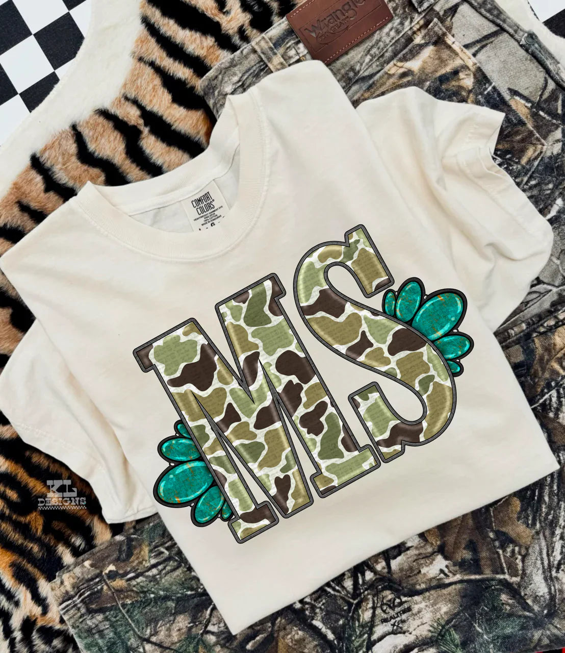 Turquoise &amp; camo MS tee or sweatshirt