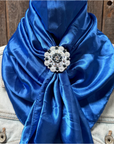 35X35" Solid Electric Blue Wild Rag / Scarf WRS17 - Crystal Concho Wild Rag Slides - Assorted