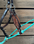 Seafoam Flower Power Tooled Lariat & Leather Combo Halter