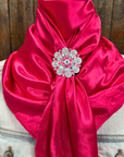 35X35" Solid Hot Pink Wild Rag / Scarf WRS25 - Crystal Concho Wild Rag Slides - Assorted