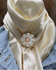 35X35" Solid Cream Wild Rag / Scarf WRS11 - Crystal Concho Wild Rag Slides - Assorted
