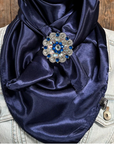 35X35" Solid Dark Blue Wild Rag / Scarf WRS9 - Crystal Concho Wild Rag Slides - Assorted