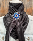 35X35" Solid Black Wild Rag / Scarf WRS4 - Crystal Concho Wild Rag Slides - Assorted