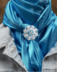 35X35" Solid Aqua Wild Rag / Scarf WRS8 - Crystal Concho Wild Rag Slides - Assorted