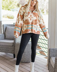 Western Aztec Quarter-Zip Elastic Cuffs Sweatshirt