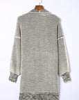 Plaid Textured Knitted Open Front Cardigan