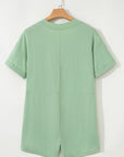 Solid Short Sleeve V-Neck Knit Romper
