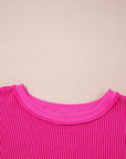 Corded Knit Drop Shoulder Long Sleeve Top