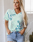 Azalea Print Short Sleeve Blouse