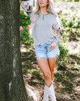 Eleanor Lantern Sleeve Patchwork Top