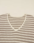 Plus Size Stripe V-Neck Drop Shoulder Sweater
